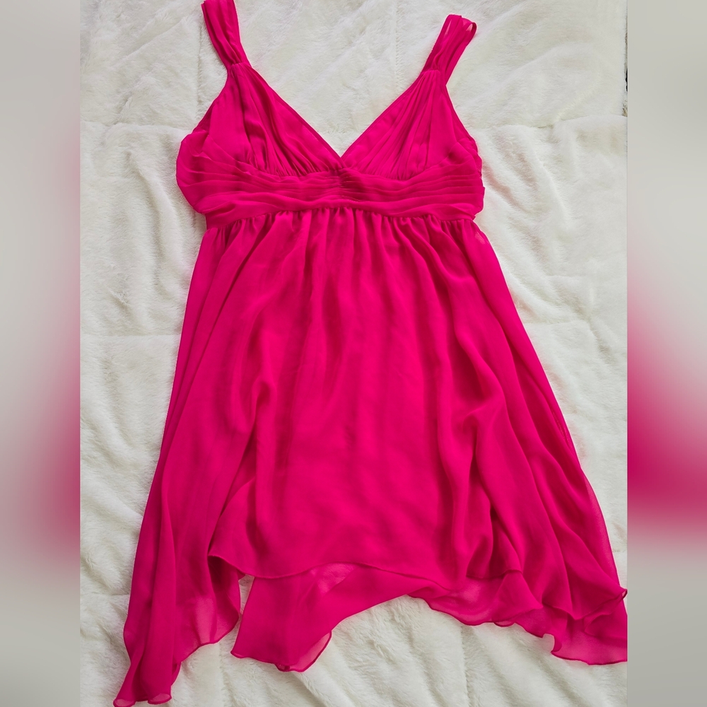 Vintage Victoria's Secret Hot Pink Chiffon Lingerie Babydoll Size M
